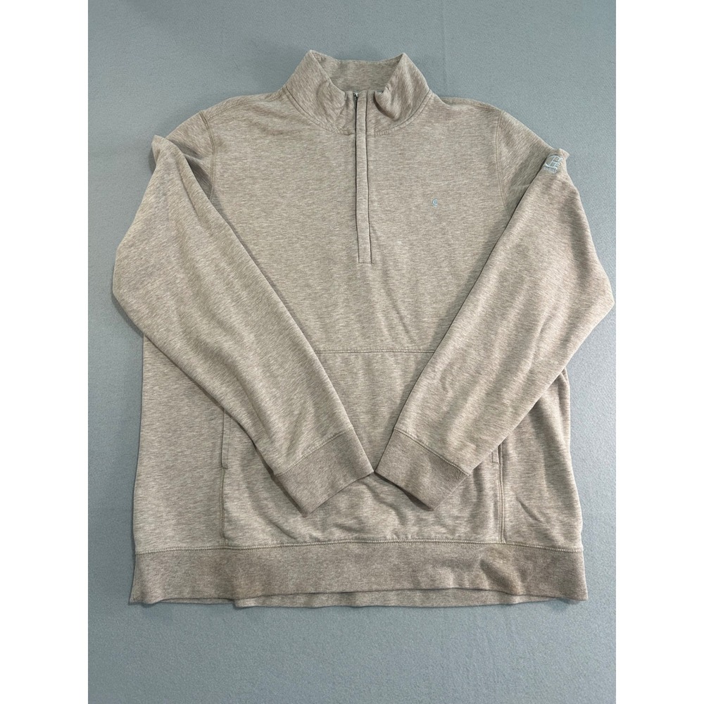 Criquet Quarter Zip Pullover Mens XL Tan Heathered Greenbrier Modal‎ Blend Soft